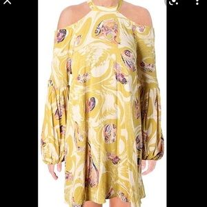 Free People Yellow Drift Away Tunic Dress